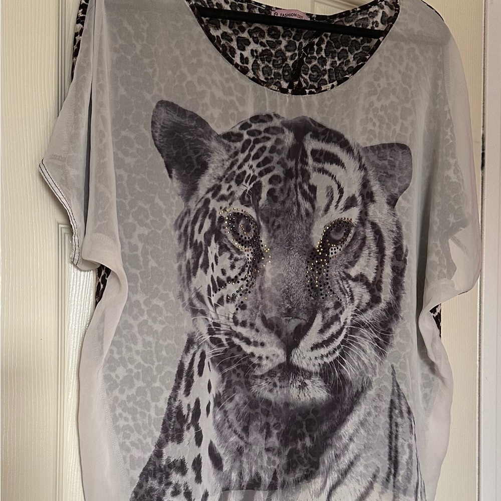 Leopard Print Sheer Top